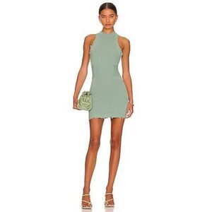 SER.O.YA Kade Distressed Ribbed Green Mini Dress, Size XS